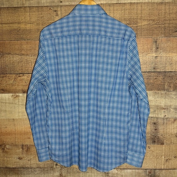 Robert Graham Tailored Fit Long Sleeve Button Up Blue Plaid Shirt XL - Picture 2 of 10